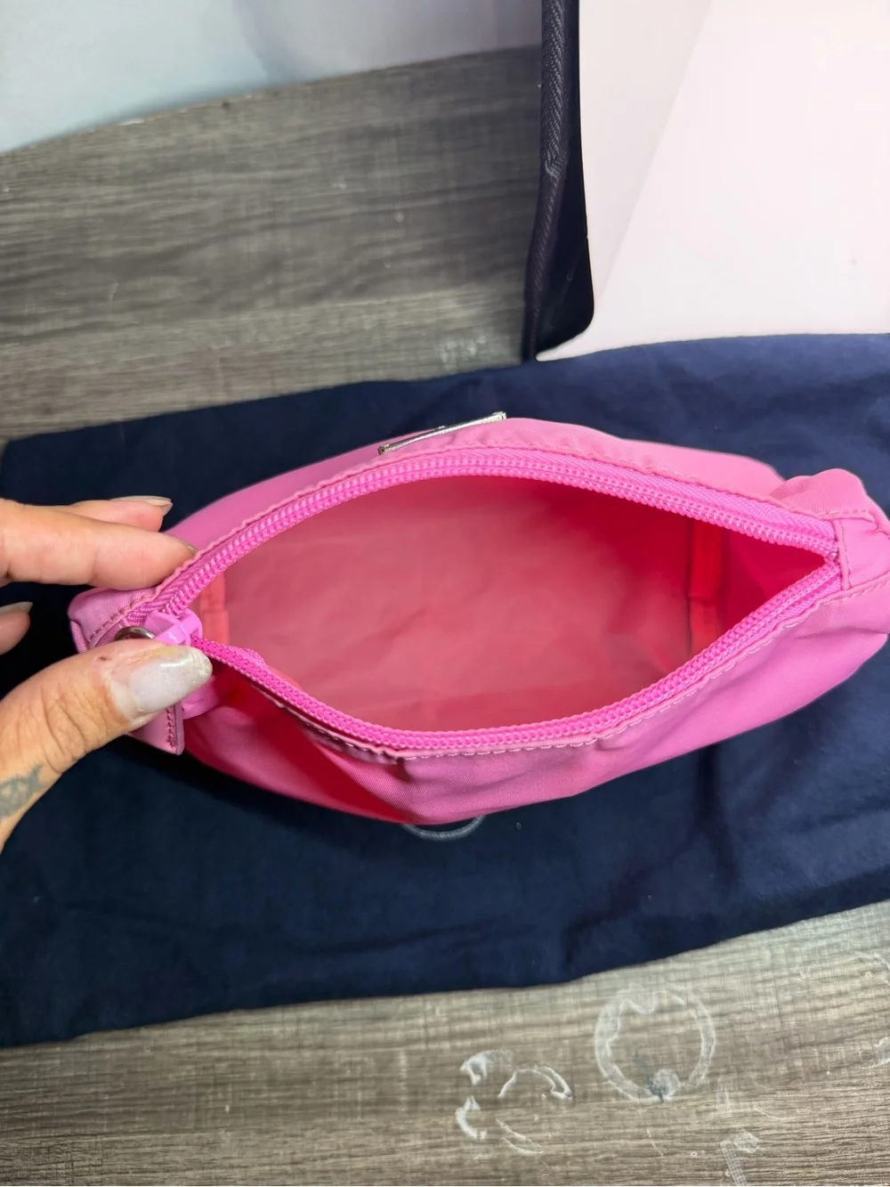 Prada Hot Pink Nylon Cosmetic Pouch with Triangle Logo